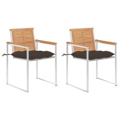 vidaXL Gartenstühle mit Kissen 2 Stk. Massivholz Teak und Stahl