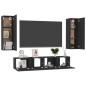 4-tlg. TV-Schrank-Set Schwarz Holzwerkstoff 4-tlg. TV-Schrank-Set Schwarz Holzwerkstoff