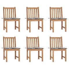 vidaXL Gartenstühle 6 Stk. mit Kissen Massivholz Teak
