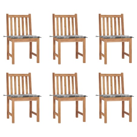vidaXL Gartenstühle 6 Stk. mit Kissen Massivholz Teak