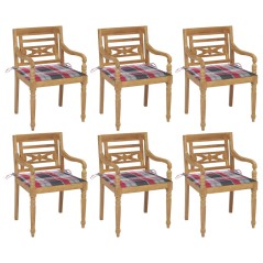 vidaXL Batavia-Stühle mit Kissen 6 Stk. Massivholz Teak