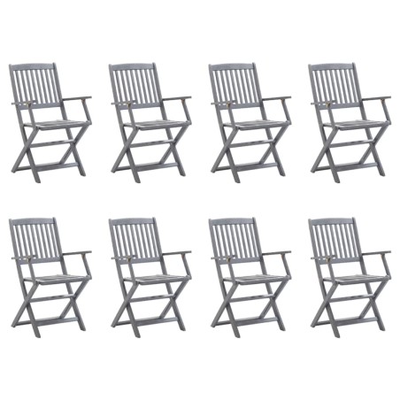 vidaXL Klappbare Gartenstühle 8 Stk. mit Kissen Massivholz Akazie