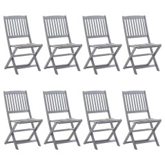 vidaXL Klappbare Gartenstühle 8 Stk. mit Kissen Massivholz Akazie