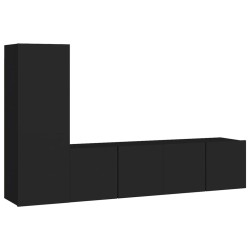 vidaXL 3-tlg. TV-Schrank-Set Schwarz Holzwerkstoff