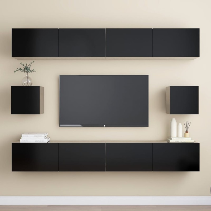 6-tlg. TV-Schrank-Set Schwarz Holzwerkstoff 6-tlg. TV-Schrank-Set Schwarz Holzwerkstoff
