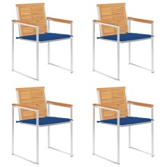 vidaXL Gartenstühle 4 Stk. mit Kissen Massivholz Teak 