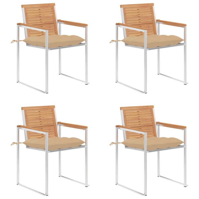 vidaXL Gartenstühle 4 Stk. mit Kissen Massivholz Teak vidaXL Gartenstühle 4 Stk. mit Kissen Massivholz Teak