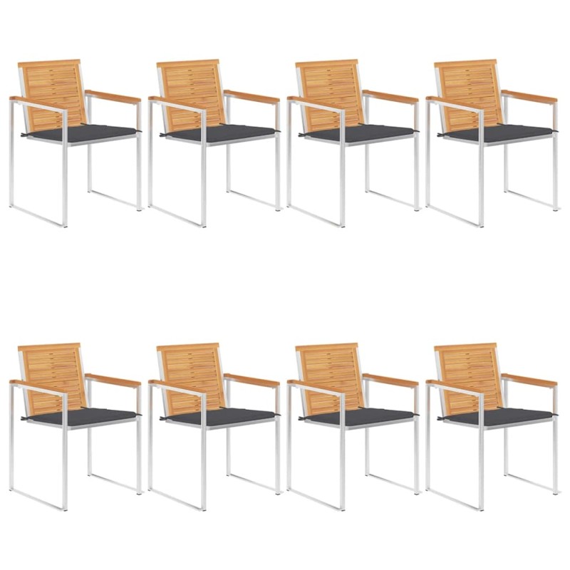 vidaXL 8 Stk. Gartenstühle mit Kissen Massivholz Teak vidaXL 8 Stk. Gartenstühle mit Kissen Massivholz Teak