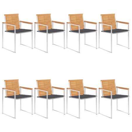 vidaXL 8 Stk. Gartenstühle mit Kissen Massivholz Teak