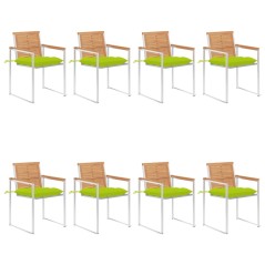 vidaXL Gartenstühle 8 Stk. mit Kissen Massivholz Teak