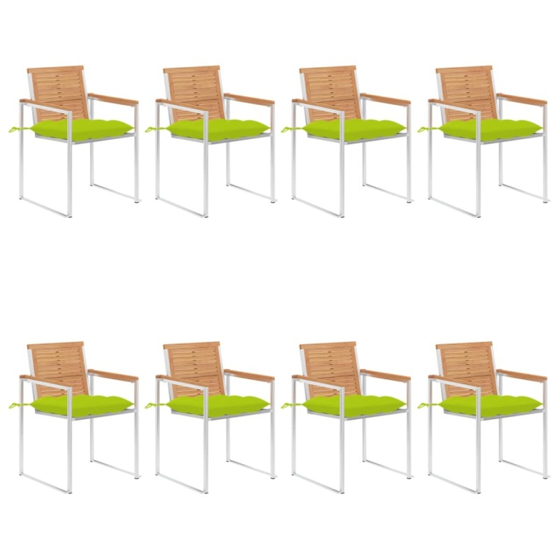 vidaXL Gartenstühle 8 Stk. mit Kissen Massivholz Teak vidaXL Gartenstühle 8 Stk. mit Kissen Massivholz Teak