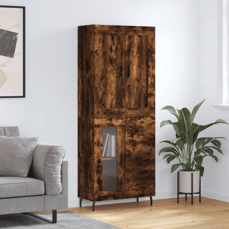 Highboard Räuchereiche 69,5x34x180 cm Holzwerkstoff Highboard Räuchereiche 69,5x34x180 cm Holzwerkstoff