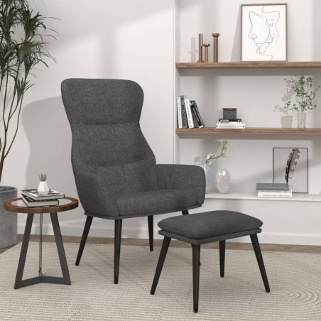 vidaXL Relaxsessel mit Hocker Dunkelgrau Stoff