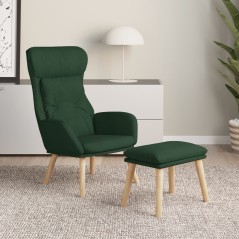 vidaXL Relaxsessel mit Hocker Dunkelgrün Stoff
