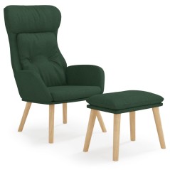 vidaXL Relaxsessel mit Hocker Dunkelgrün Stoff