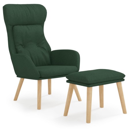 vidaXL Relaxsessel mit Hocker Dunkelgrün Stoff