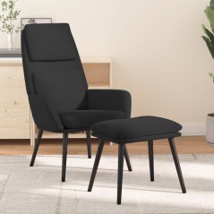 vidaXL Relaxsessel mit Hocker Schwarz Stoff