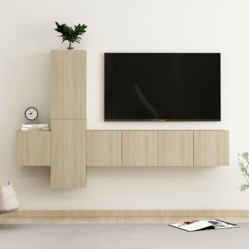 5-tlg. TV-Schrank-Set Sonoma-Eiche Holzwerkstoff 5-tlg. TV-Schrank-Set Sonoma-Eiche Holzwerkstoff