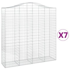 vidaXL Gabionen mit Hochbogen 7 Stk. 200x50x200/220cm Verzinktes Eisen