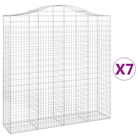 vidaXL Gabionen mit Hochbogen 7 Stk. 200x50x200/220cm Verzinktes Eisen