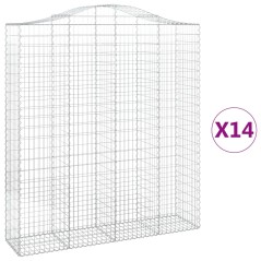 vidaXL Gabionen mit Hochbogen 14Stk. 200x50x220/240cm Verzinktes Eisen