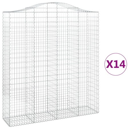 vidaXL Gabionen mit Hochbogen 14Stk. 200x50x220/240cm Verzinktes Eisen