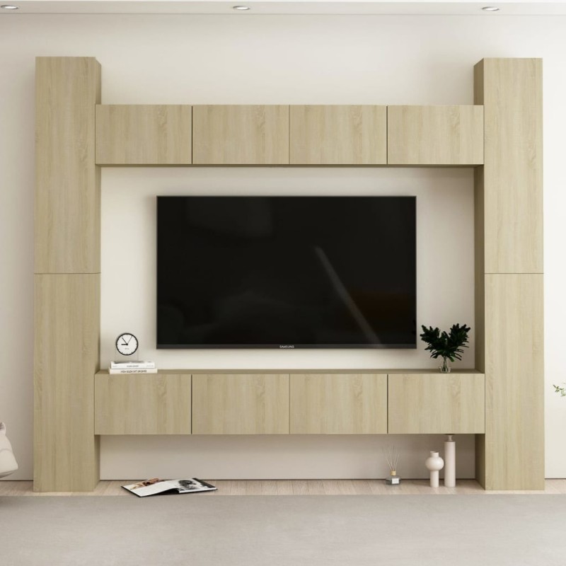 8-tlg. TV-Schrank-Set Sonoma-Eiche Holzwerkstoff 8-tlg. TV-Schrank-Set Sonoma-Eiche Holzwerkstoff