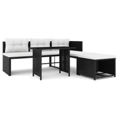vidaXL 4-tlg. Garten-Lounge-Set Poly Rattan Schwarz