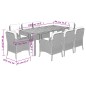 vidaXL 9-tlg. Garten-Essgruppe mit Kissen Schwarz Poly Rattan