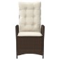 vidaXL Gartensessel mit Kissen 2 Stk. Verstellbar Braun Poly Rattan