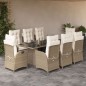vidaXL 9-tlg. Garten-Essgruppe mit Kissen Beige Poly Rattan vidaXL 9-tlg. Garten-Essgruppe mit Kissen Beige Poly Rattan