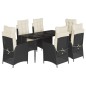 vidaXL 7-tlg. Garten-Essgruppe mit Kissen Schwarz Poly Rattan