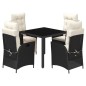 vidaXL 5-tlg. Garten-Essgruppe mit Kissen Schwarz Poly Rattan vidaXL 5-tlg. Garten-Essgruppe mit Kissen Schwarz Poly Rattan