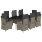 vidaXL 9-tlg. Garten-Essgruppe mit Kissen Grau Poly Rattan vidaXL 9-tlg. Garten-Essgruppe mit Kissen Grau Poly Rattan