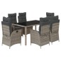 vidaXL 7-tlg. Garten-Essgruppe mit Kissen Grau Poly Rattan