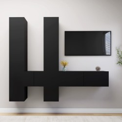 6-tlg. TV-Schrank-Set Schwarz Holzwerkstoff