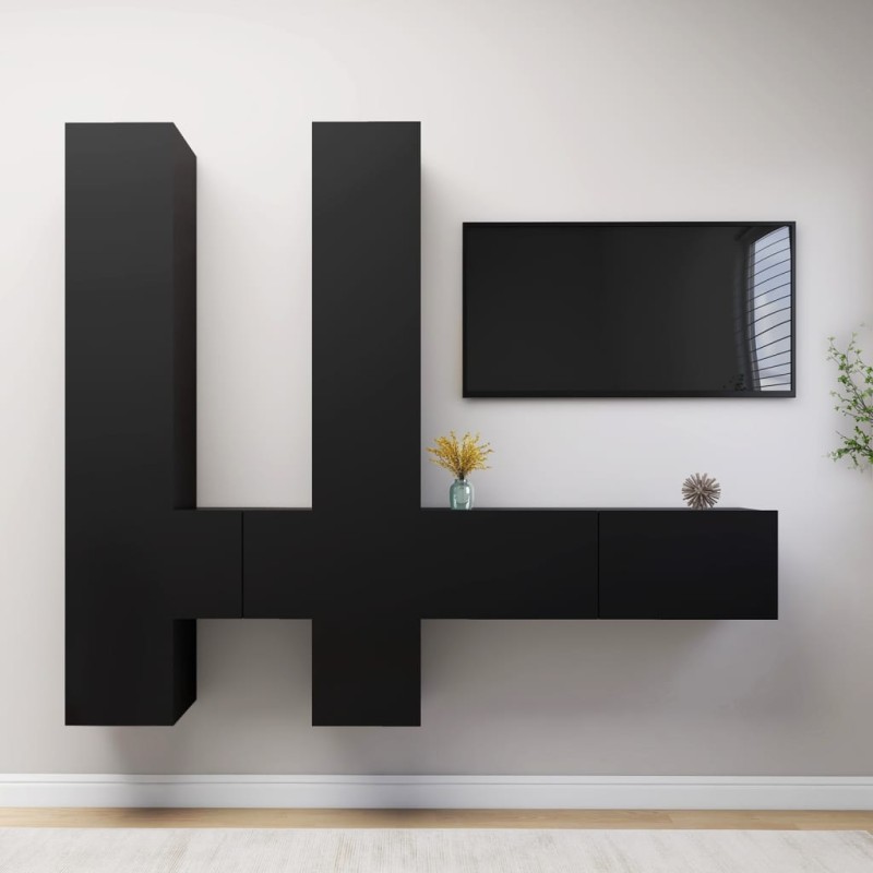 6-tlg. TV-Schrank-Set Schwarz Holzwerkstoff 6-tlg. TV-Schrank-Set Schwarz Holzwerkstoff