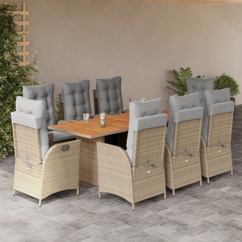 vidaXL 9-tlg. Garten-Essgruppe mit Kissen Beigemischung Poly Rattan vidaXL 9-tlg. Garten-Essgruppe mit Kissen Beigemischung Poly Rattan