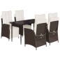 vidaXL 5-tlg. Garten-Essgruppe mit Kissen Braun Poly Rattan