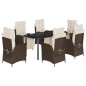 vidaXL 7-tlg. Garten-Essgruppe mit Kissen Braun Poly Rattan vidaXL 7-tlg. Garten-Essgruppe mit Kissen Braun Poly Rattan