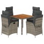 vidaXL 5-tlg. Garten-Essgruppe mit Kissen Grau Poly Rattan vidaXL 5-tlg. Garten-Essgruppe mit Kissen Grau Poly Rattan