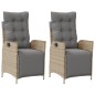 vidaXL Gartensessel mit Fußteil 2 Stk. Verstellbar Poly Rattan