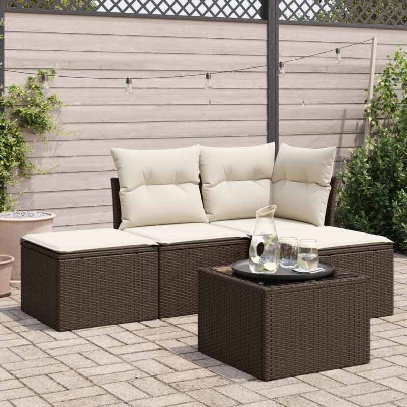 vidaXL 5-tlg. Garten-Sofagarnitur mit Kissen Braun Poly Rattan vidaXL 5-tlg. Garten-Sofagarnitur mit Kissen Braun Poly Rattan