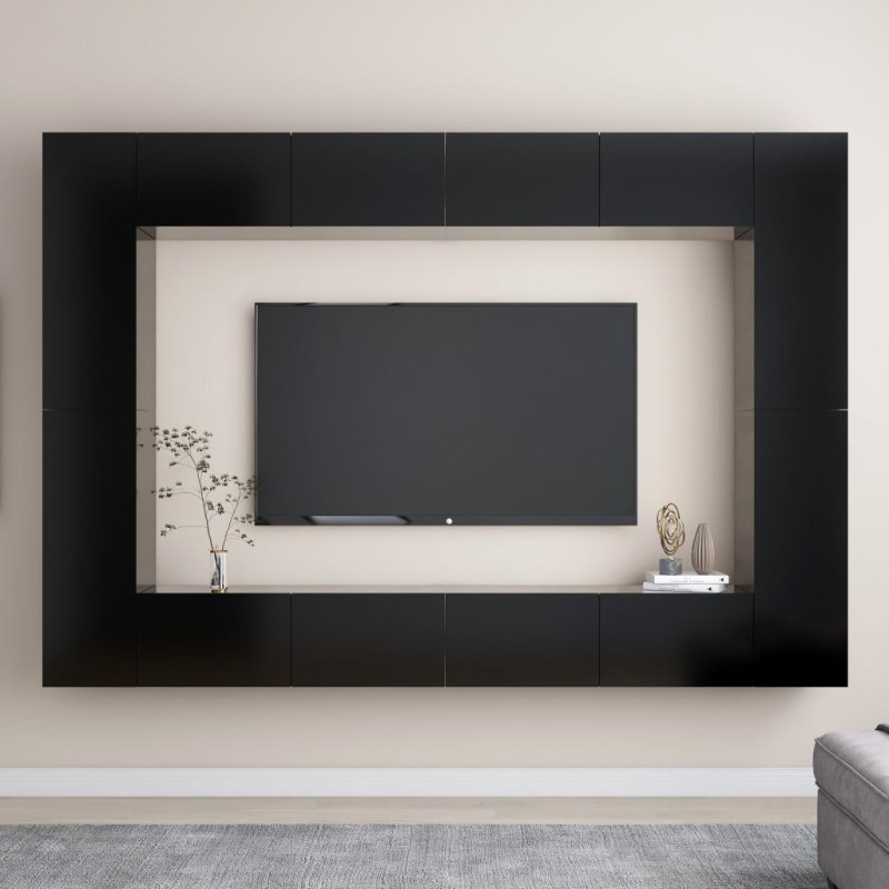 8-tlg. TV-Schrank-Set Schwarz Holzwerkstoff 8-tlg. TV-Schrank-Set Schwarz Holzwerkstoff