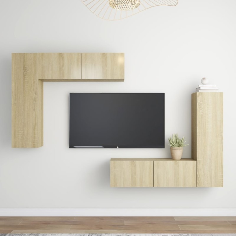 vidaXL 4-tlg. TV-Schrank-Set Sonoma-Eiche Holzwerkstoff vidaXL 4-tlg. TV-Schrank-Set Sonoma-Eiche Holzwerkstoff