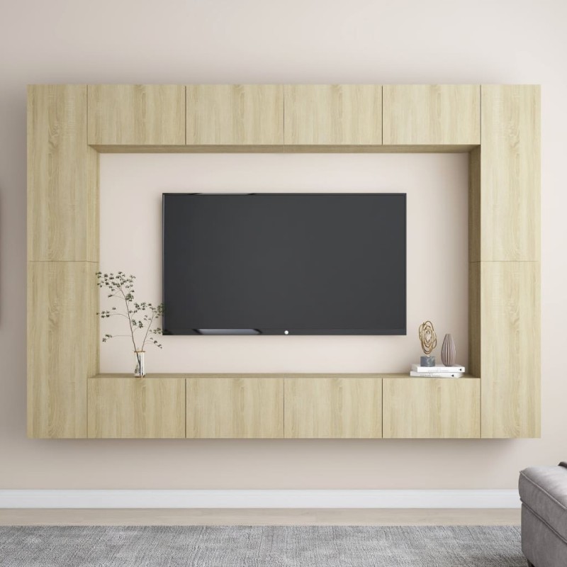 8-tlg. TV-Schrank-Set Sonoma-Eiche Holzwerkstoff 8-tlg. TV-Schrank-Set Sonoma-Eiche Holzwerkstoff
