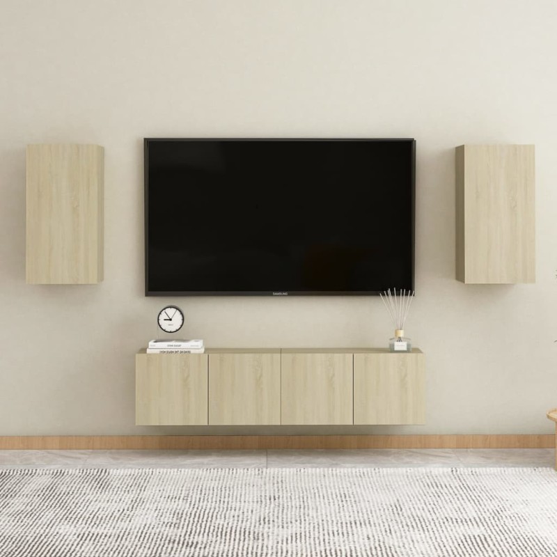 4-tlg. TV-Schrank-Set Sonoma-Eiche Holzwerkstoff 4-tlg. TV-Schrank-Set Sonoma-Eiche Holzwerkstoff