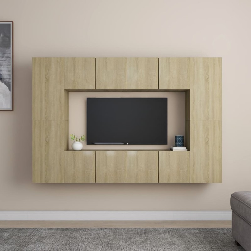 8-tlg. TV-Schrank-Set Sonoma-Eiche Holzwerkstoff 8-tlg. TV-Schrank-Set Sonoma-Eiche Holzwerkstoff