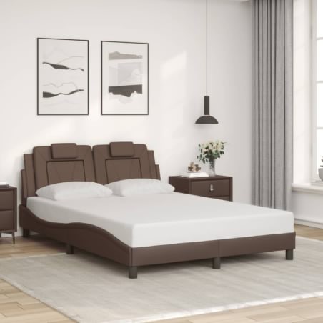 vidaXL Bettgestell mit Kopfteil Braun 140x200 cm Kunstleder
