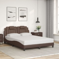 vidaXL Bettgestell mit Kopfteil Braun 140x190 cm Kunstleder